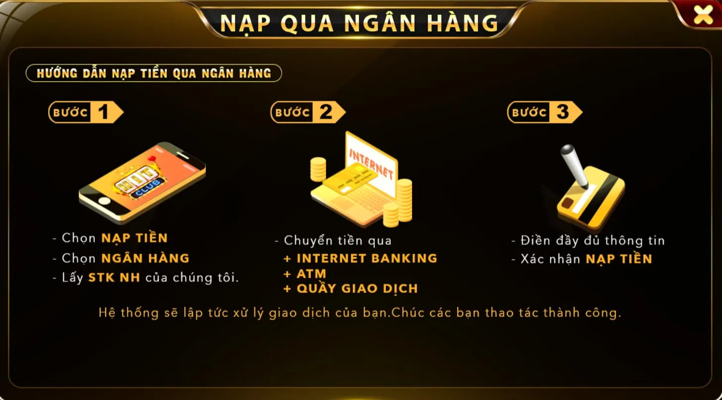 Thao tác nạp, rút tiền tại cổng game siêu nhanh và đơn giản